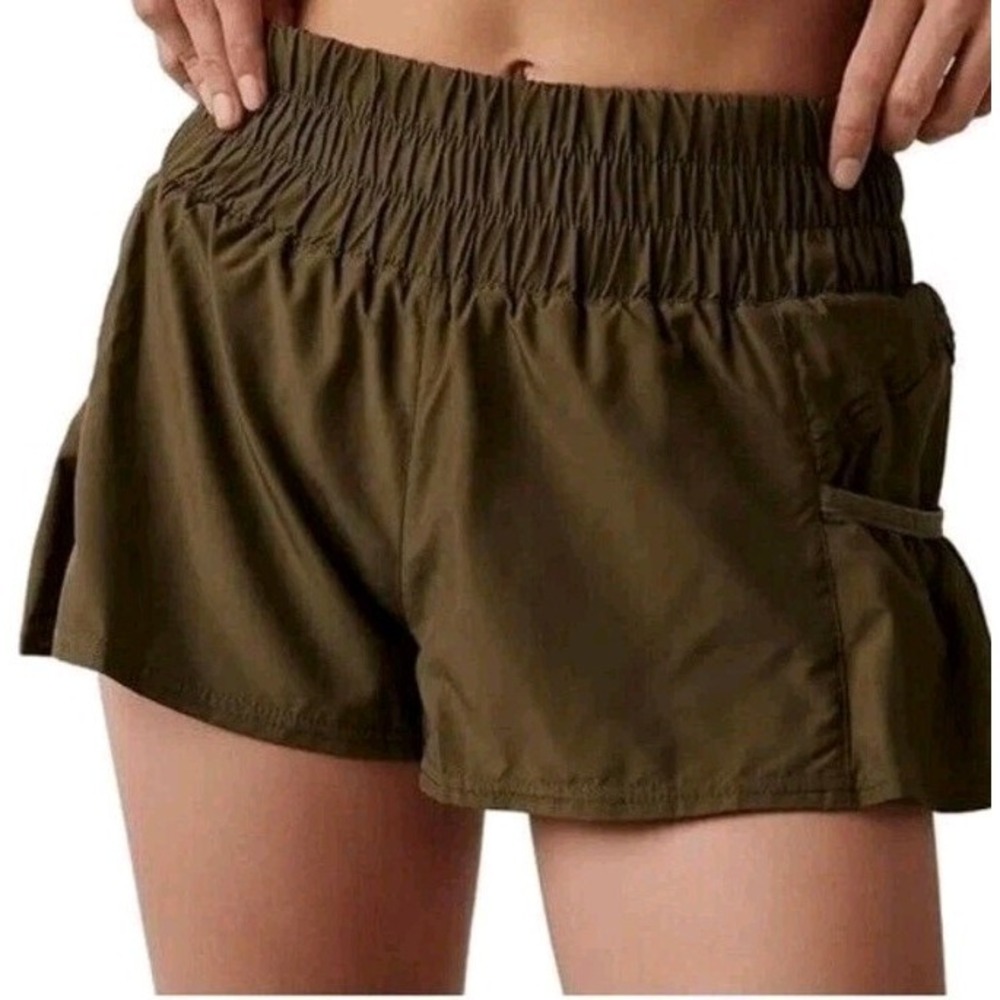 Free People Movement FP Get Your Flirt On Workout Shorts Olive Green Size L